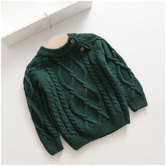 Cowsor Toddler Neck Ribbed Knit Sweater Baby Boys Girls Fall Winter Cozy Soft Warm Pullover Chunky Striped Sweatshirt