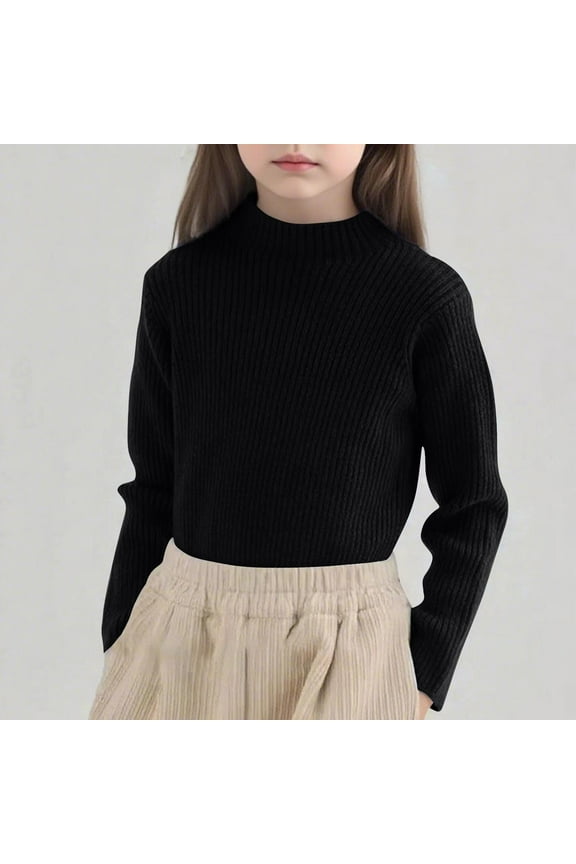 Toddler Ribbed Baby Turtleneck Shirt Long Sleeve Shirt Solid Kids Sweater Clothing