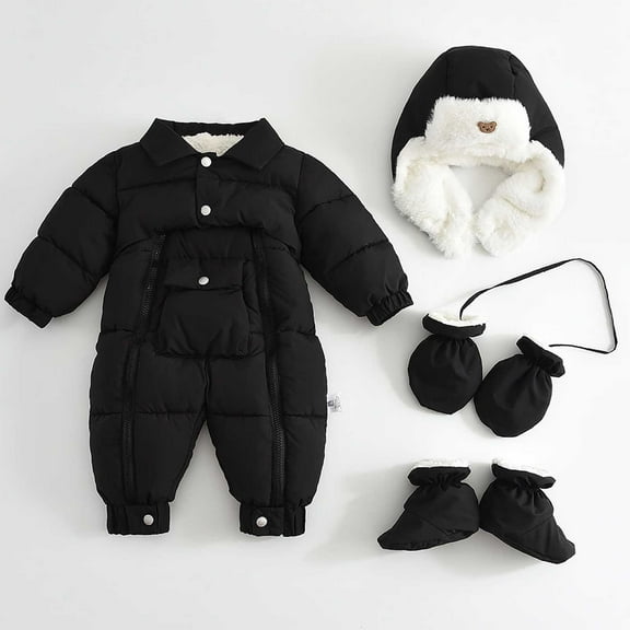 Cowsor Toddler Snowsuit Baby Boy Girl Winter Snow Ski Suit Clothes Hooded Jumpsuit Romper Coat Outwear