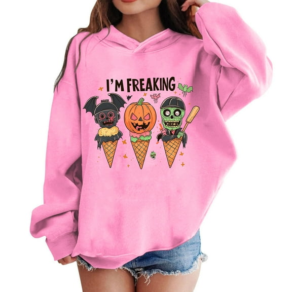 Cowsor Trendy Hoodies for Teen Girls Casual Graphic Hooded Sweatshirt Long Sleeve Oversized Pullover Tops Winter Clothes