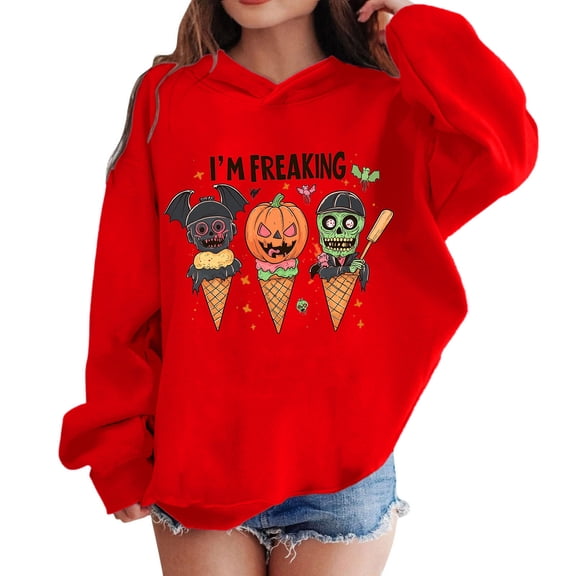 Cowsor Trendy Hoodies for Teen Girls Casual Graphic Hooded Sweatshirt Long Sleeve Oversized Pullover Tops Winter Clothes