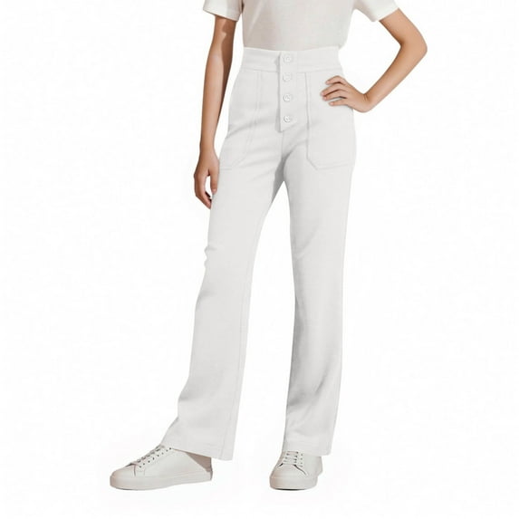 Cowsor Tween Girls Straight Pants School Uniform Stretchy Leggings
