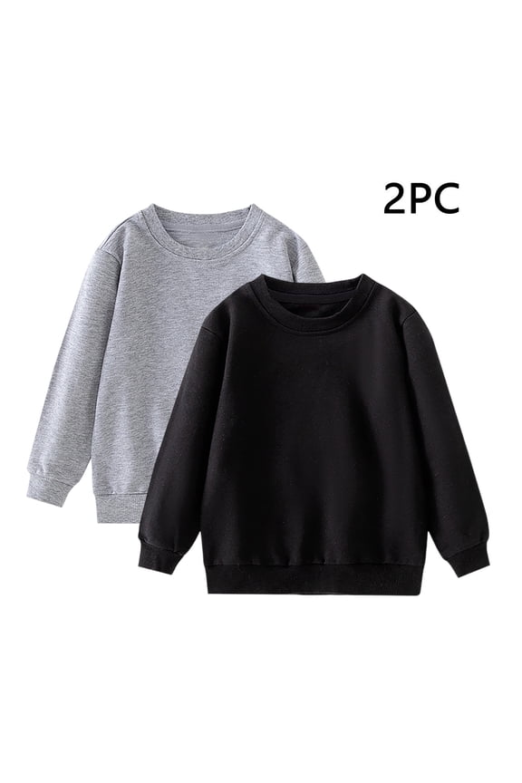 Unisex Kids Solid Cotton Thin Pullover 2PC Sweatshirt T-Shirt Toddler Baby Crewneck Long Sleeve Tshirts Tops Blouse
