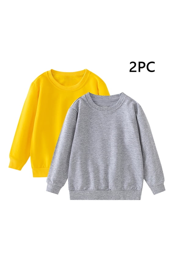 Unisex Kids Solid Cotton Thin Pullover 2PC Sweatshirt T-Shirt Toddler Baby Crewneck Long Sleeve Tshirts Tops Blouse