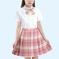 thumbnail image 1 of Cowsor Women's College Style JK Plaid Pleated Skirt School Cheerleading Mini Skirt Sports Tennis Skirt Send Bow Tie, 1 of 3
