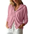 thumbnail image 1 of Cowsor Womens Hooded Button Down Cardigans Long Sleeve Drawstring Hood Side Pockets Solid Color Relaxed Fit Soft Knit Breathable Casual Layering Sweater Tops, 1 of 7