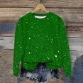 thumbnail image 1 of Cowsor Womens Shiny Glitter Print Crewneck Sweatshirt Lightweight Thin Fabric Long Sleeve Athletic Casual Ribbed Cuff Loose Fit Pullover Tops, 1 of 8