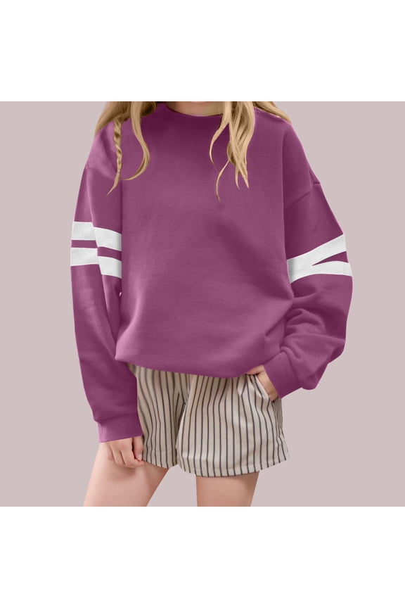 Womens Varsity Striped Oversized Sweatshirt Crewneck Long Sleeve Casual Fashion Pullover Top Fall Outfits