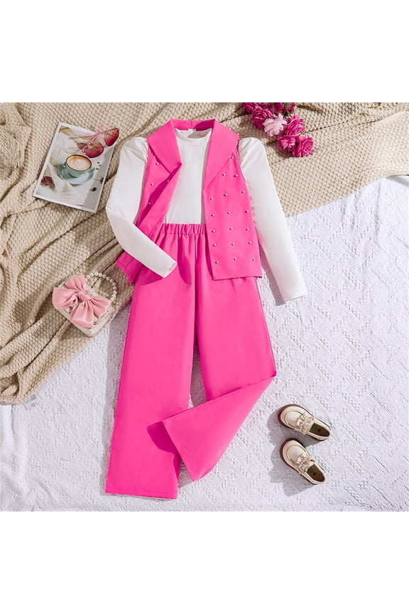 baby-girls Ruffle Collar Top and Flare Pant Set