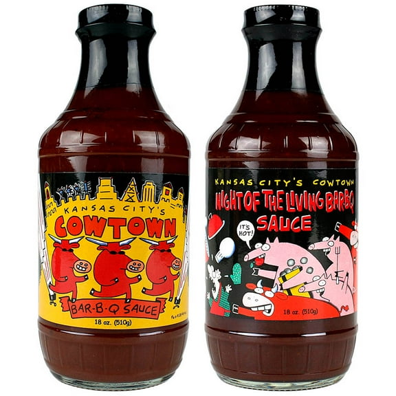 Cowtown 2 Pack BBQ Sauces Original 18 Oz & Night of the Living Bar-B-Q Hot 18 Oz