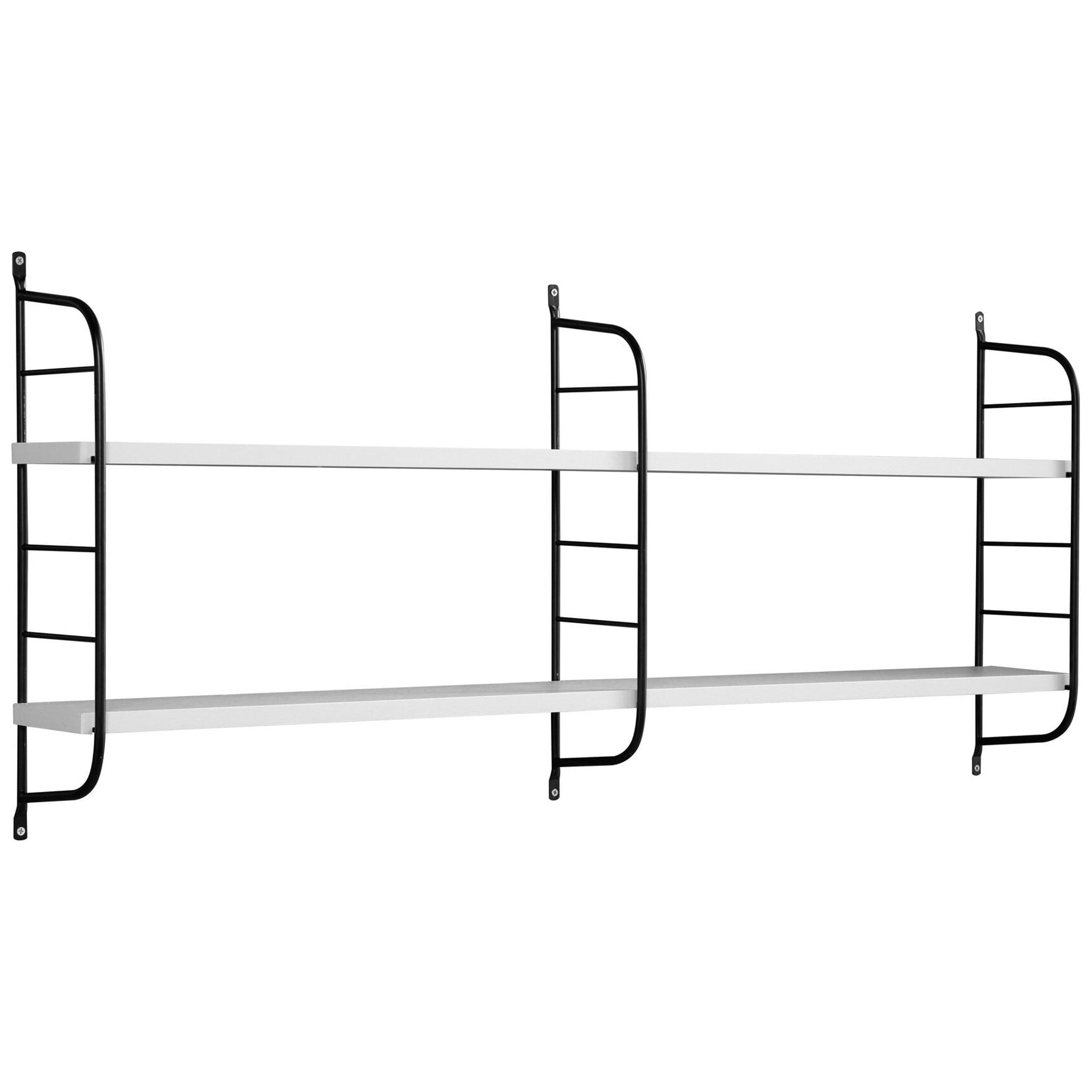 Cox 47 Inch Two Tier Wall Mounted Metal Shelf, 5 Adjustable Heights