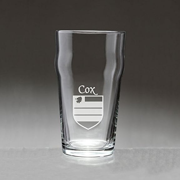 Cox Irish Coat of Arms Pub Glasses - Set of 4 (Sand Etched)