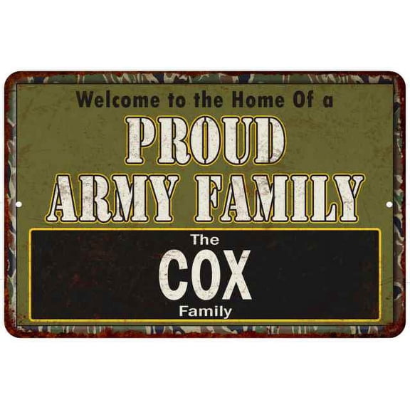 Cox Proud Army Family Sign Gift 8x12 Metal Sign 108120023072