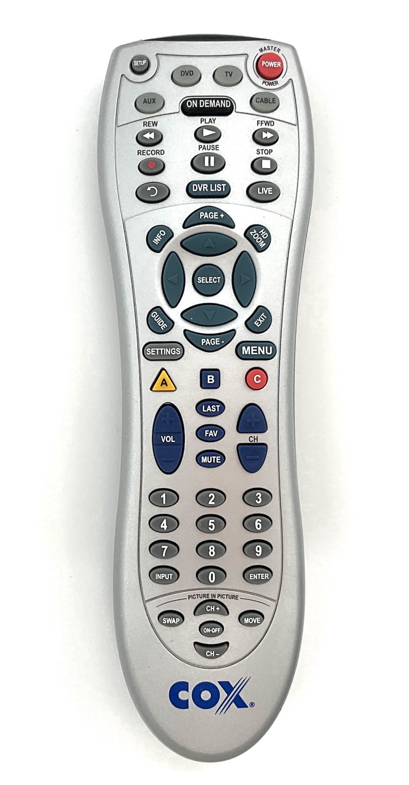 Cox URC-7820 Replacement Remote Control for HD, DVR & Digital Receivers ...