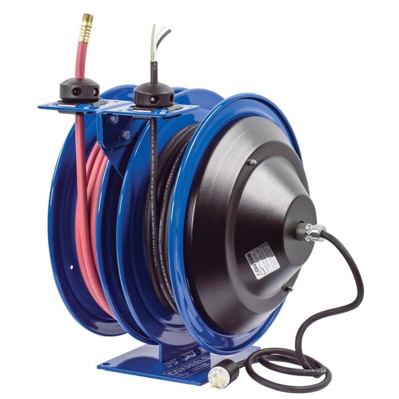 Coxreels Hose Reel Dual Purpose Spring Rewind Reels 3/8In X 50' 300Psi 50' Cord 12 Awg
