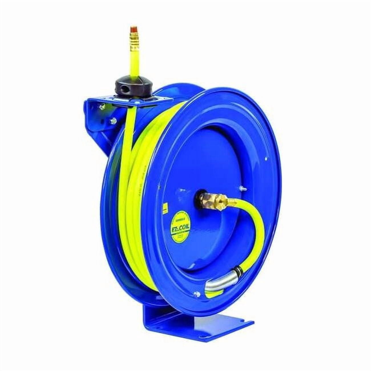 Spring Return Hose Reel, 3/8 in Hose Diameter, 50 ft Length, Brass, Blue EZ-P-LP-350-HV
