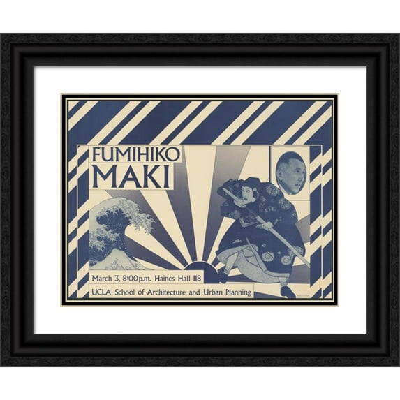 Coy Howard 24x19 Black Ornate Framed Double Matted Museum Art Print Titled: Fumihiko Maki, March 3, 8:00 P.M. Ucla School of Architecture and Urban Planning (1976)