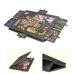 Coyerzoon 1000 Piece Tilting Jigsaw Puzzle Board, 2-in-1 Puzzle Stand with Dust Cover, Felt Puzzle Table with 6 Storage Drawers, Portable Puzzle Organizer for Adults, Dark Gray