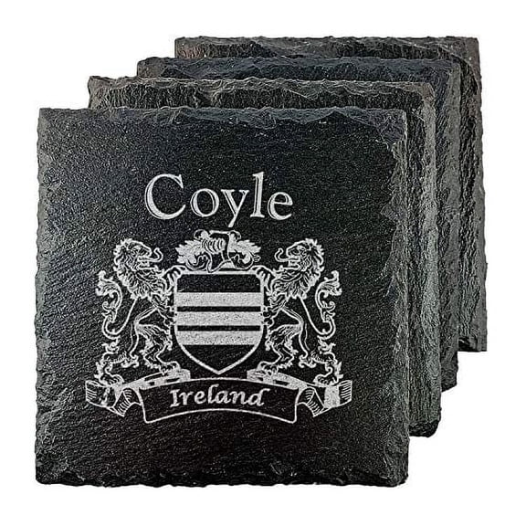 Coyle Irish Coat of Arms Slate Coasters - Set of 4