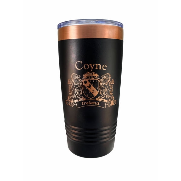 Coyne Irish Coat of Arms Black Travel Mug