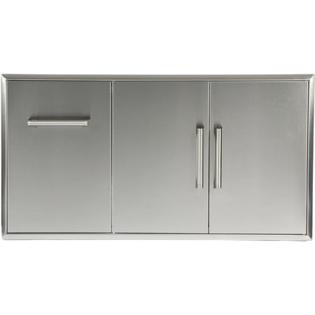 Coyote - 45" Double Access Doors with Roll-Out Trash/Propane Tank Drawer - Stainless Steel