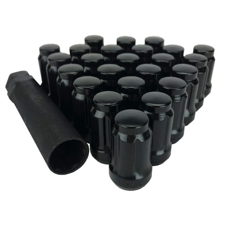 Coyote Automotive (24) 1/2" Lug Nuts Black 6 Spline Closed End 1/2x20 Dodge Durango Ford w/Key