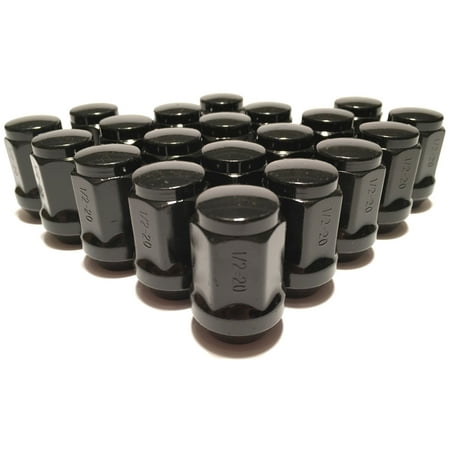 Coyote Black 1/2" Lug Nuts Acorn Bulge Closed End 1/2x20 Ford Jeep 20 Sets