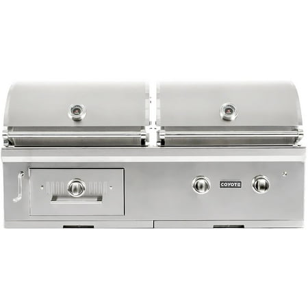 Coyote - 50" Natural Gas/Charcoal Hybrid Grill - Stainless Steel