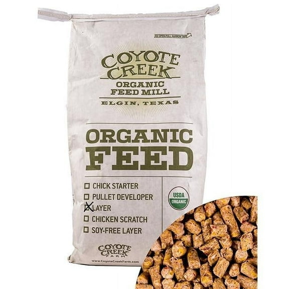 Coyote Creek Organic Feed Mill 50 lbs Organic Egg Layer Crumble