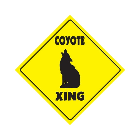 Coyote Crossing Sign Zone Xing | Indoor/Outdoor | 14" Tall animals jackal prairie wolf wild lover