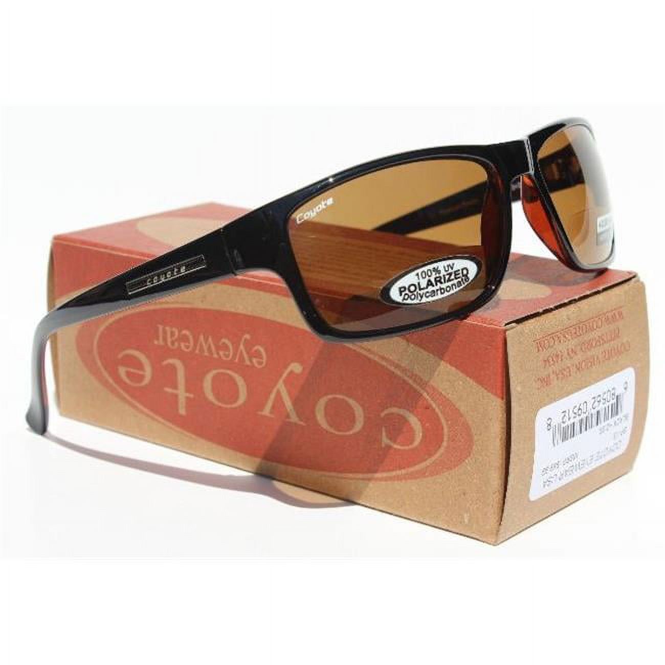 Coyote Eyewear BP-13 +2.00 Polarized Reader Premium Sunglasses, Black & Brown - image 1 of 5