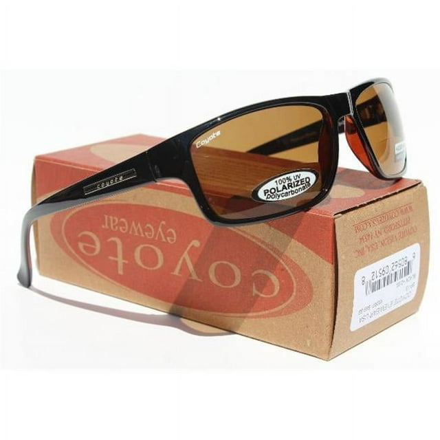 Coyote Eyewear BP-13 +2.00 Polarized Reader Premium Sunglasses, Black & Brown