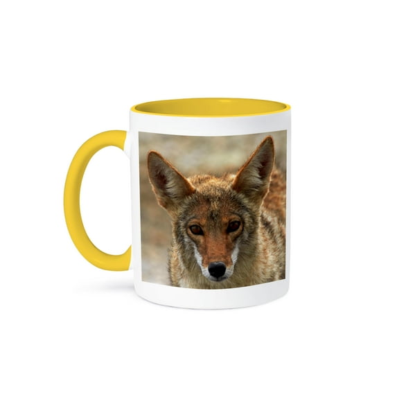 3drose, Coyote, Mojave Desert, California, Usa, 15oz Two-tone Yellow Mug