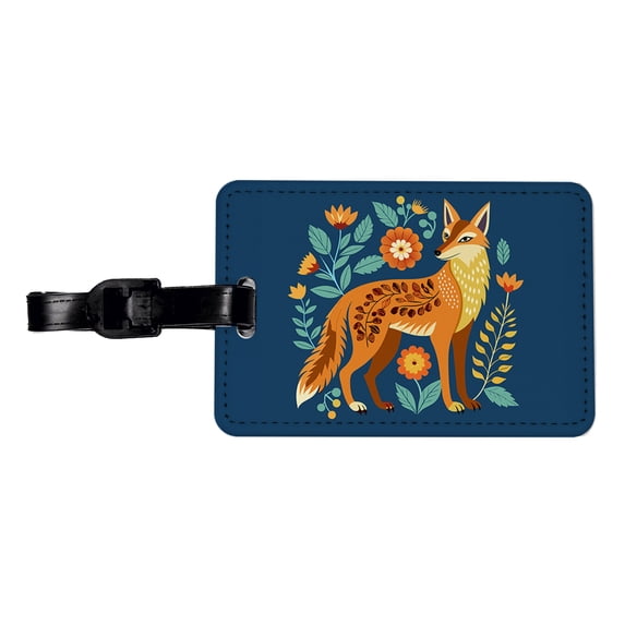 Coyote Pretty Floral Flowers Faux Leather Travel Luggage Tag