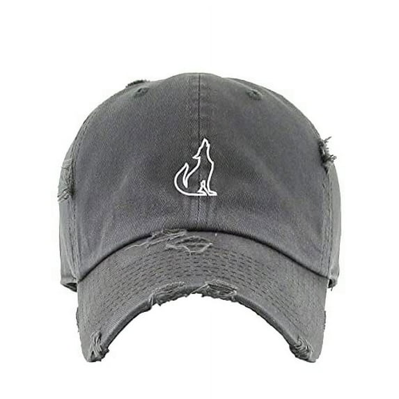 Coyote Vintage Baseball Cap Embroidered Cotton Adjustable Distressed Dad Hat Dark Grey