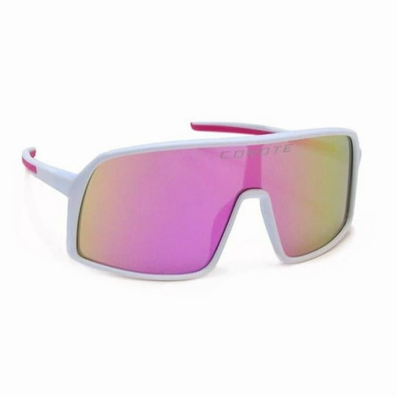 Coyote Vision USA MAMBA WHITE PINK SHIFT Single Lens Street & Sport Polarized Sunglasses - White, Pink & Gold Mirror