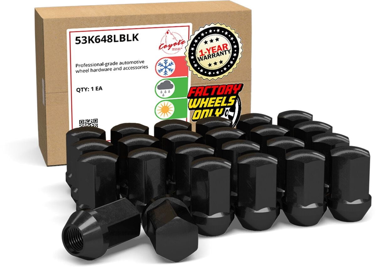 Wheel Accessories Parts 24 Pcs M14x1.5 14x1.5 OEM Style Lug Nuts GM 9596070 | 611-236 1.77" Long Black 7/8" Hex Fits Chevrolet 2008+ Silverado 1500 | GMC Sierra 1500 | Cadillac Escalade