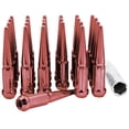 thumbnail image 1 of Wheel Accessories Parts 24 Pcs 14mm 1.50 14x1.50 Thread Lug Nuts Spike Spline Solid Metal Truck Spline 4.40" Long Red Fits Chevy Silverado 1500 2016+ Ford F 150 2012 + Ram 1500, 1 of 8