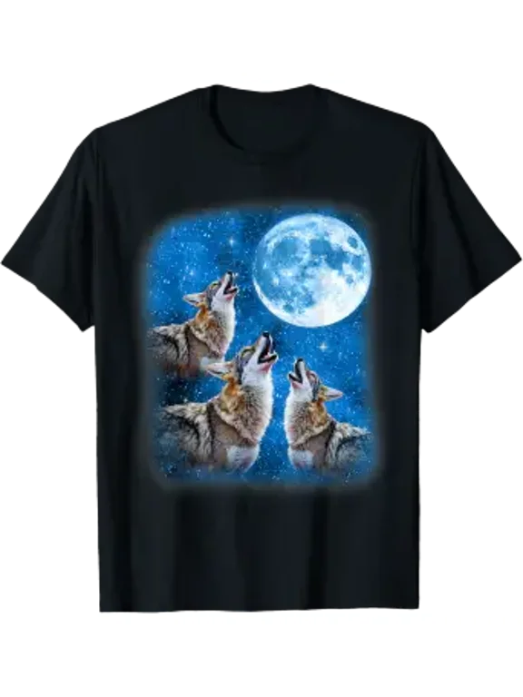 Coyote Wolf Howling At The Space Moon At Night Starry Sky T-Shirt