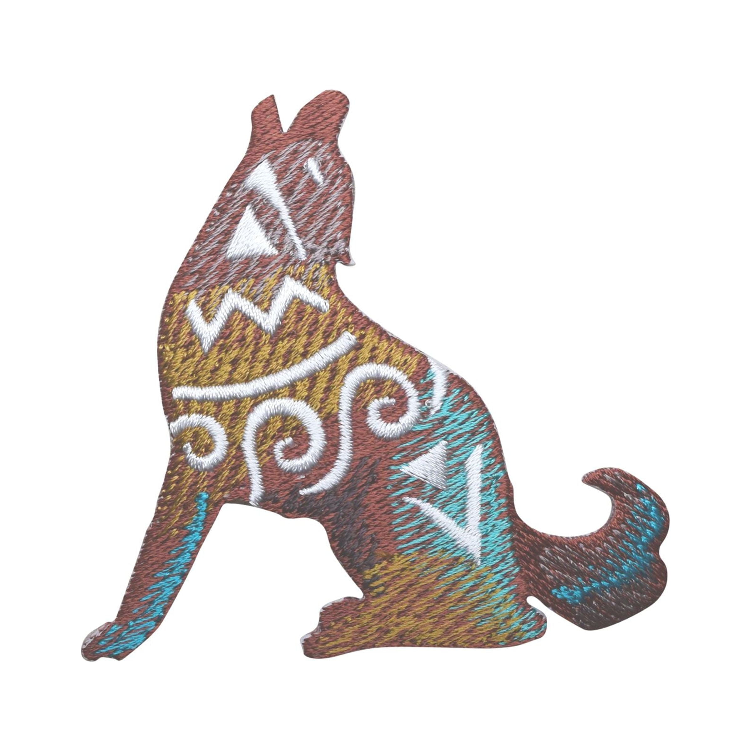 Coyote Wolf Southwest Style Iron on Applique Embroidered Patch