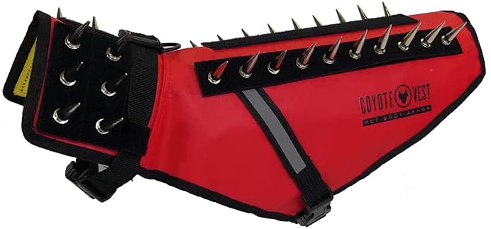CoyoteVest Arnés Protector Con Púas Para Perros - Talla L, Azul Rey, Defensa Contra Depredadores