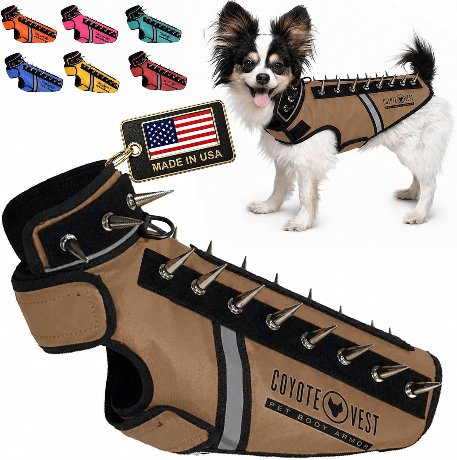 CoyoteVest SpikeVest (XXS-Red) Dog Harness Vest for Small Dogs