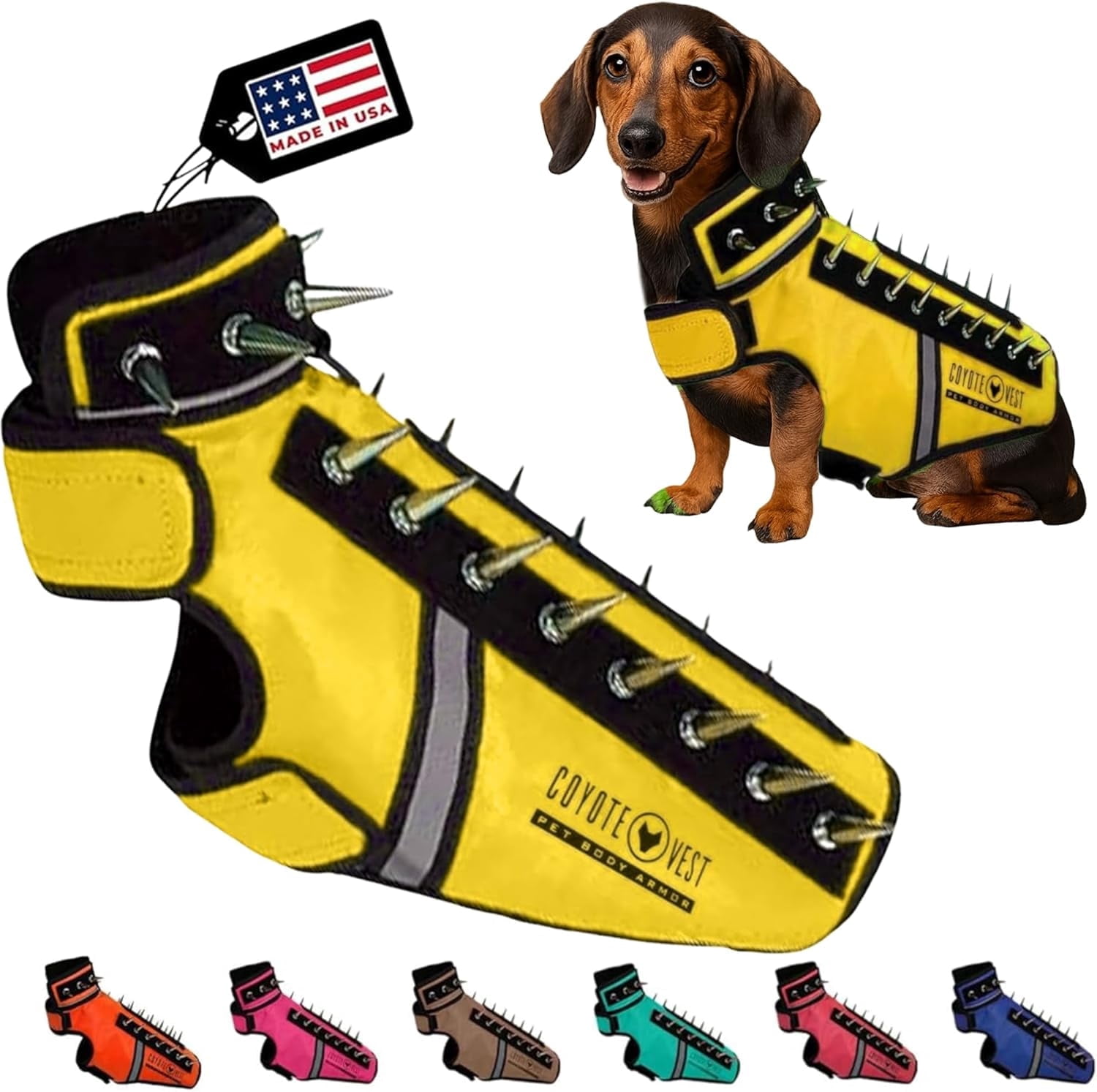 CoyoteVest SpikeVest (XS-Yellow) Dog Harness Vest for Small Dogs ...