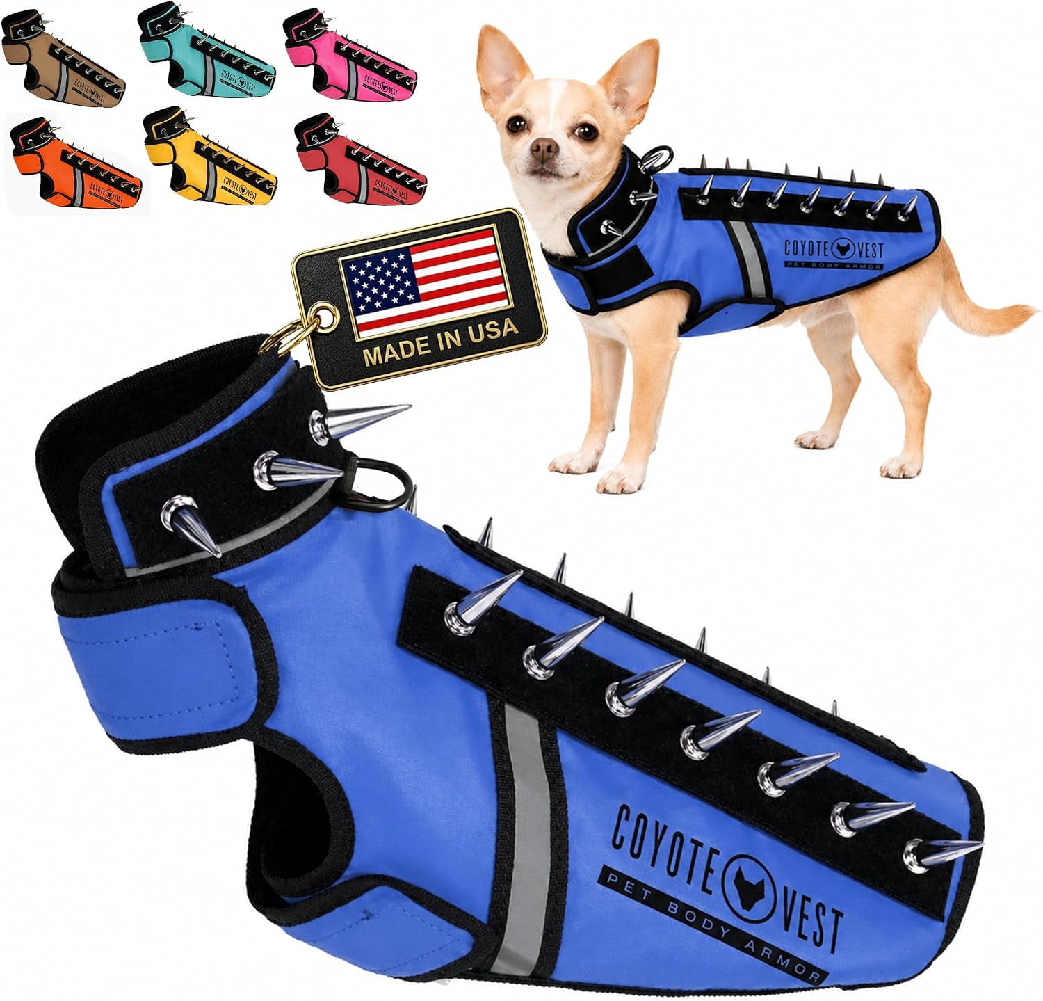 CoyoteVest SpikeVest (XXS-Red) Dog Harness Vest for Small Dogs
