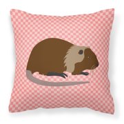 Coypu Nutria River Rat Pink Check Fabric Decorative Pillow