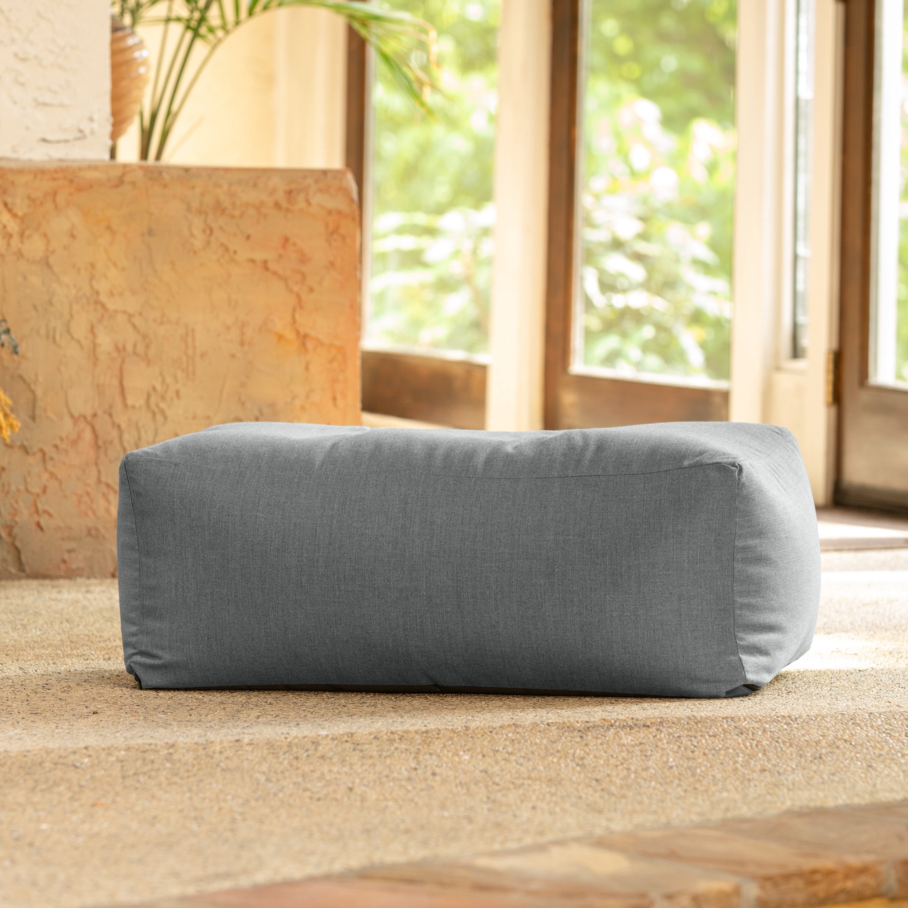 Coza Ottoman - Large Outdoor Pouf & Footrest Sunbrella Granite ...