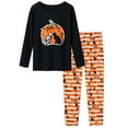 thumbnail image 1 of Beezizac Big Girls Halloween Glow in The Dark Pumpkin & Cat Skeleton Pajama Set PJS Size 14, 1 of 11