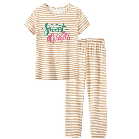 Beezizac Girls Pajamas Size 10 – Short Sleeves PJS Set Cute Summer Cherries 2 PC Outfit