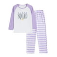 thumbnail image 1 of Beezizac Pajamas for Girls Size 16 Pants & Long Sleeve Jammies Glitter Heart Tween/Teens Fall Cloths Set Purple, 1 of 4