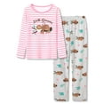 thumbnail image 1 of Beezizac Winter Pajamas for Girls – Pink Cute Gray Sloth Long Sleeves & Pants PJS Ultra Soft Jammies Set Size 6, 1 of 7